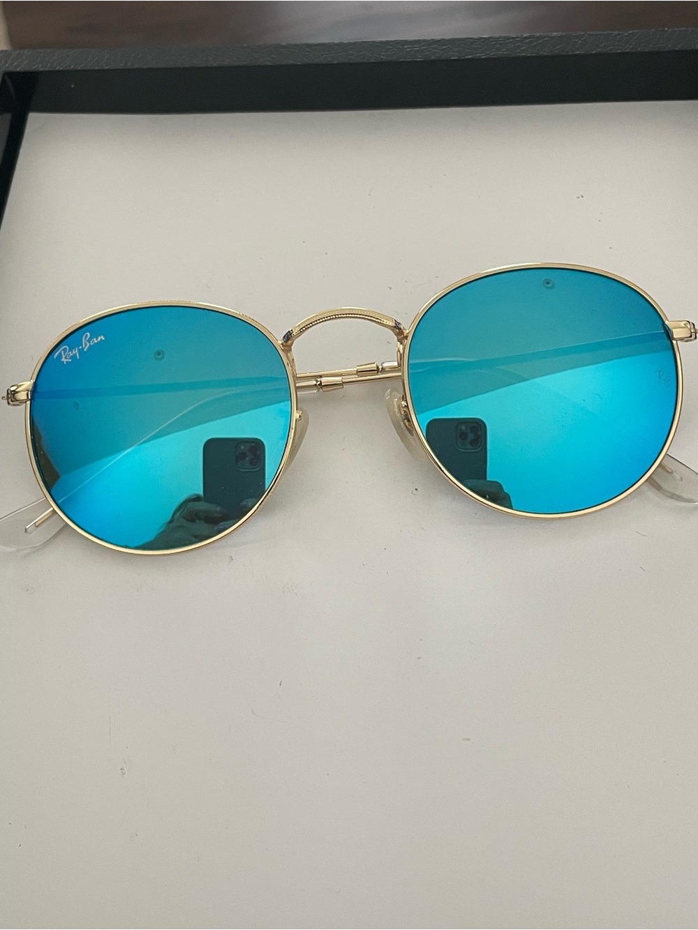 Ray-Ban Gold Frame Sunglasses with Dark Green Lenses